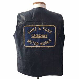 Gunz Ogden Leather Vest Patches Motorcycle 2000 Detroit Gentlemen Size Large B7